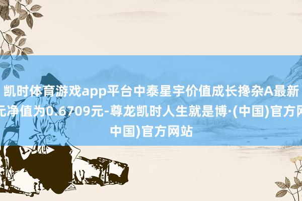 凯时体育游戏app平台中泰星宇价值成长搀杂A最新单元净值为0.6709元-尊龙凯时人生就是博·(中国)官方网站