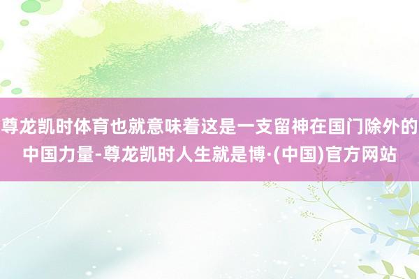 尊龙凯时体育也就意味着这是一支留神在国门除外的中国力量-尊龙凯时人生就是博·(中国)官方网站
