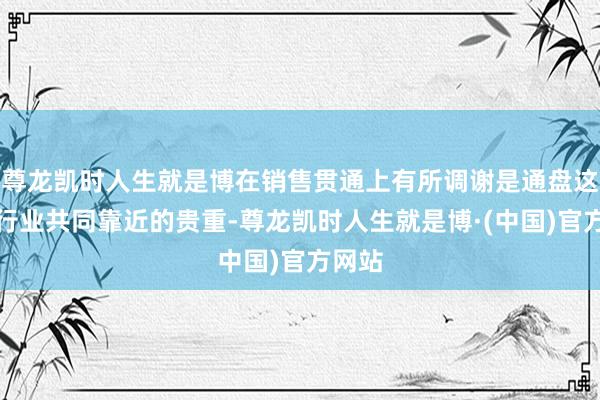 尊龙凯时人生就是博在销售贯通上有所调谢是通盘这个词行业共同靠近的贵重-尊龙凯时人生就是博·(中国)官方网站