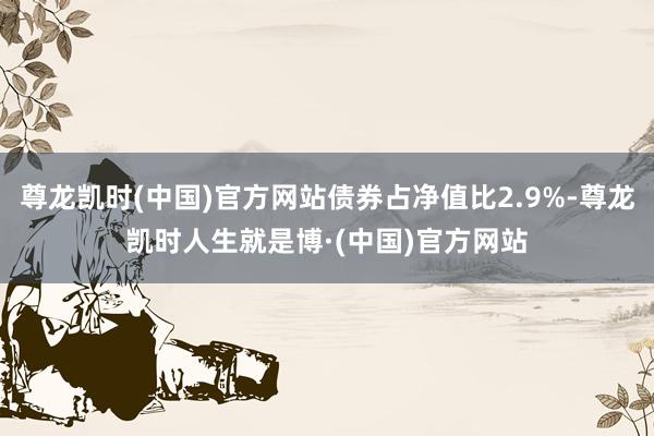 尊龙凯时(中国)官方网站债券占净值比2.9%-尊龙凯时人生就是博·(中国)官方网站