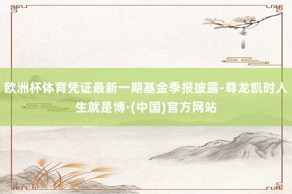 欧洲杯体育凭证最新一期基金季报披露-尊龙凯时人生就是博·(中国)官方网站