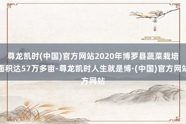 尊龙凯时(中国)官方网站2020年博罗县蔬菜栽培面积达57万多亩-尊龙凯时人生就是博·(中国)官方网站