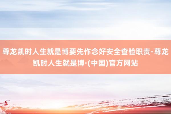 尊龙凯时人生就是博要先作念好安全查验职责-尊龙凯时人生就是博·(中国)官方网站
