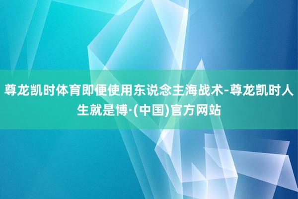 尊龙凯时体育即便使用东说念主海战术-尊龙凯时人生就是博·(中国)官方网站